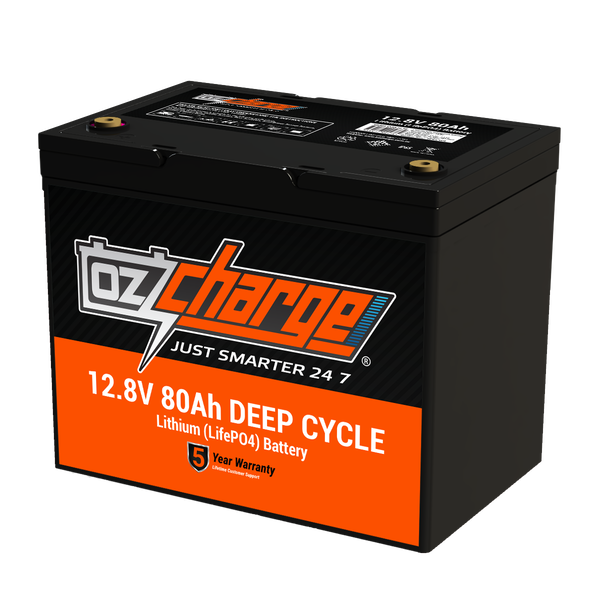 OzCharge 12V 80Ah Lithium LifePO4 Deep Cycle Battery